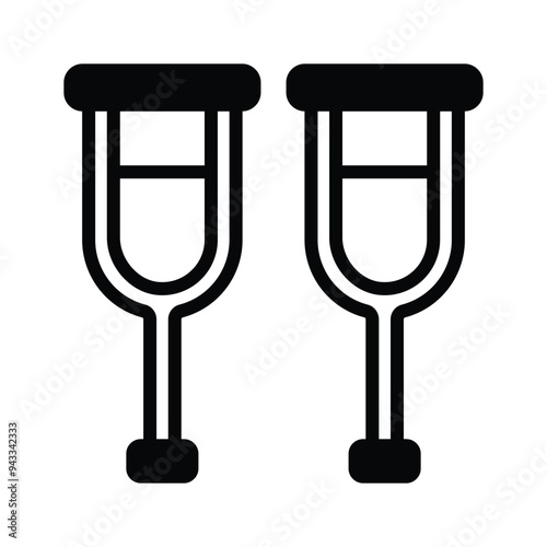 Icon of crutches, representing mobility aid for individuals with leg injuries or disabilities