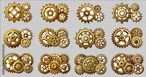 Colorful Collection of Mechanical Gears