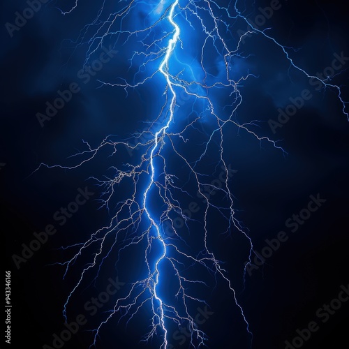 Lightning strike in the night sky