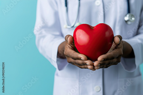 doctor holding red love heart