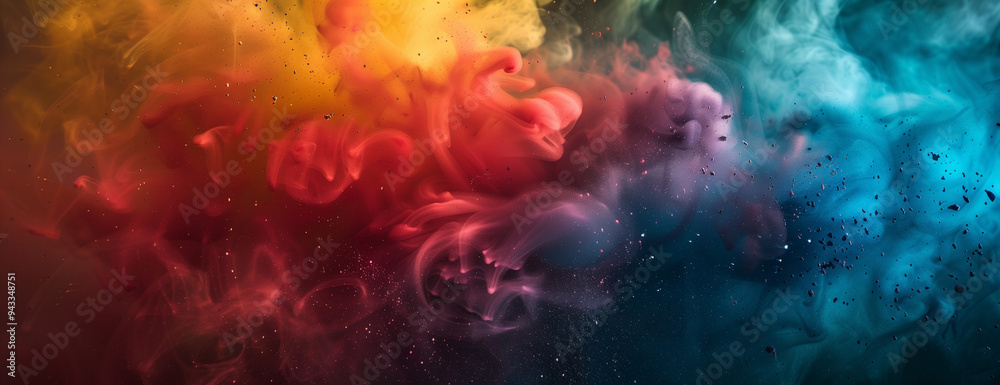 Fototapeta premium Rainbow powder dust explosion background color, abstract