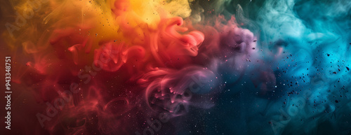 Rainbow powder dust explosion background color, abstract