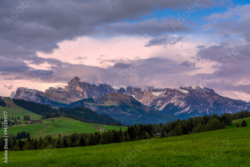 Sunrise in the Dolomites in South Tyrol, Italy.