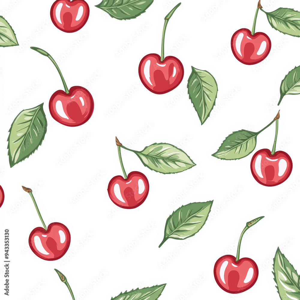 Seamless, Cherry pattern, Hand-drawn cherries, Minimalist design, Green leaves, Realistic colors, Simple drawing, White background, Negative space, Decorative design, Vector pattern, Nature inspired, Seamless, Cherry pattern, Hand-drawn cherries, Minimalist design, Green leaves, Realistic colors, Simple drawing, White background, Negative space, Decorative design, Vector pattern, Nature inspired,