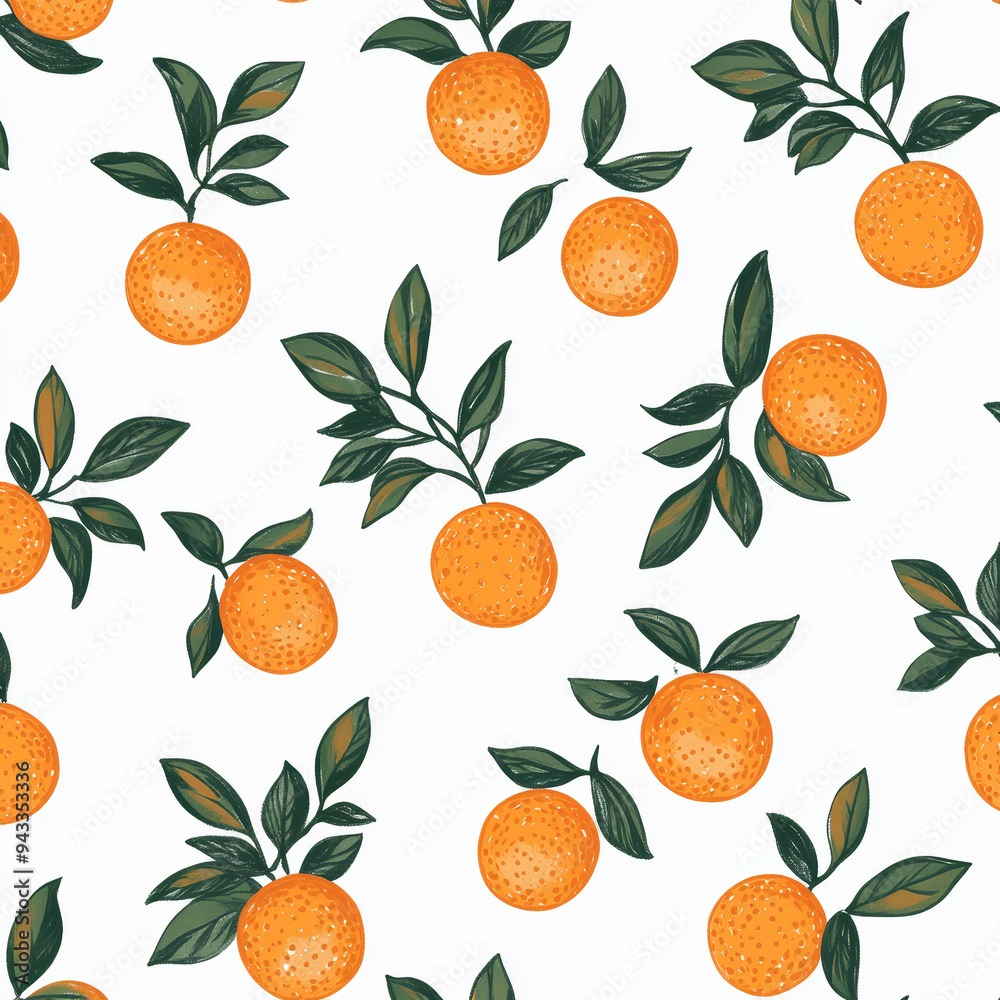 Seamless, Orange pattern, Hand-drawn oranges, Minimalist design, Green leaves, Realistic colors, Simple drawing, White background, Negative space, Decorative design, Vector pattern, Nature inspired, D Seamless, Orange pattern, Hand-drawn oranges, Minimalist design, Green leaves, Realistic colors, Simple drawing, White background, Negative space, Decorative design, Vector pattern, Nature inspired, D