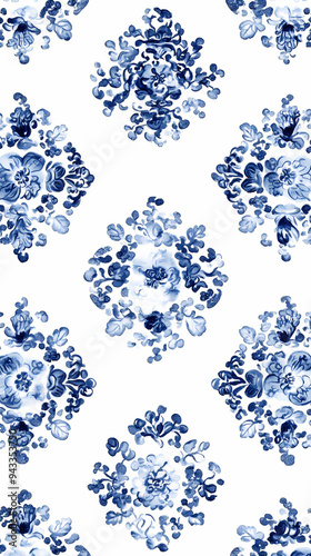 Minimalist Marketing Poster with Blue and White Porcelain Motifs: Ultra-High Resolution Design
