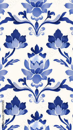 Minimalist Marketing Poster with Blue and White Porcelain Motifs: Ultra-High Resolution Design