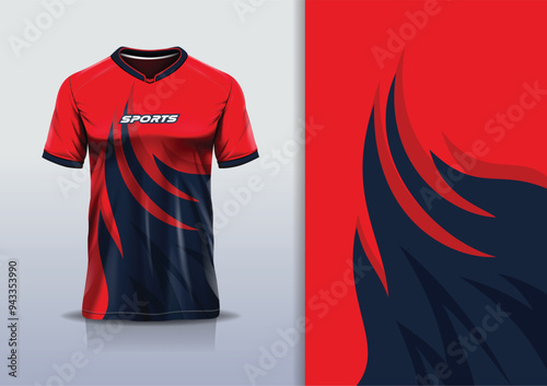 Sport jersey design template mockup curve line for football soccer, running, esports, black red color