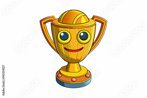 Happy Victory Smiles Trophy Cup Cartoon Achievement and Award Icon