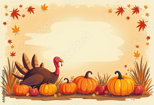 Autumn Harvest Line Art: Thanksgiving Inspired Vector Illustration for Printable and Digital Designs photo