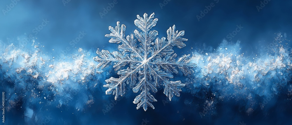 © Ruby Siam - A stunning snowflake against a blue background, capturing the beauty of winter and the delicate nature of ice crystals. © Ruby Siam - A stunning snowflake against a blue background, capturing the beauty of winter and the delicate nature of ice crystals.