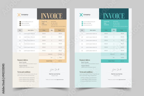 A Modern Minimal Invoice Layout and Business invoice template vector