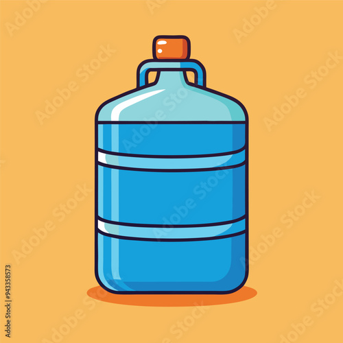gallon water bottle line icon. Large clear blue plastic bottled mineral water container symbol. Vector illustration.