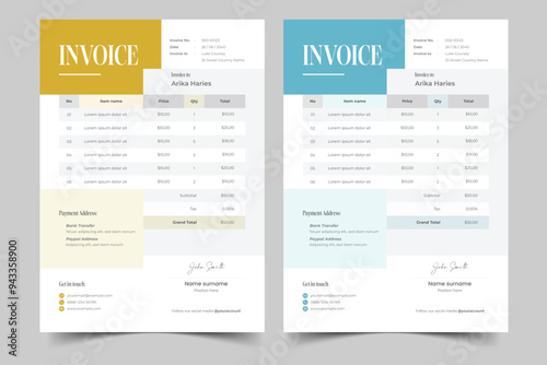 A Modern Minimal Invoice Layout and Business invoice template vector