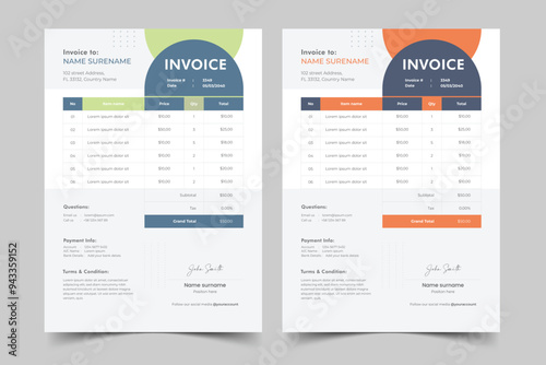 A Modern Minimal Invoice Layout and Business invoice template vector