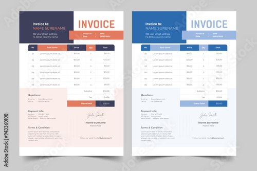 A Modern Minimal Invoice Layout and Business invoice template vector