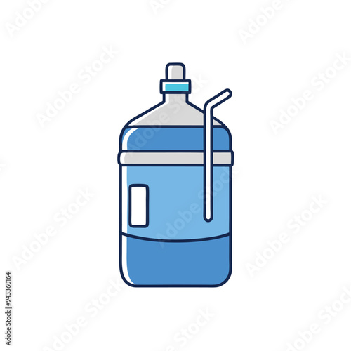 gallon water bottle line icon. Large clear blue plastic bottled mineral water container symbol. Vector illustration.