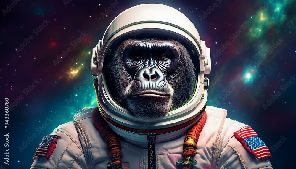 Gorilla in the dress of astronaut Gorilla in the dress of astronaut