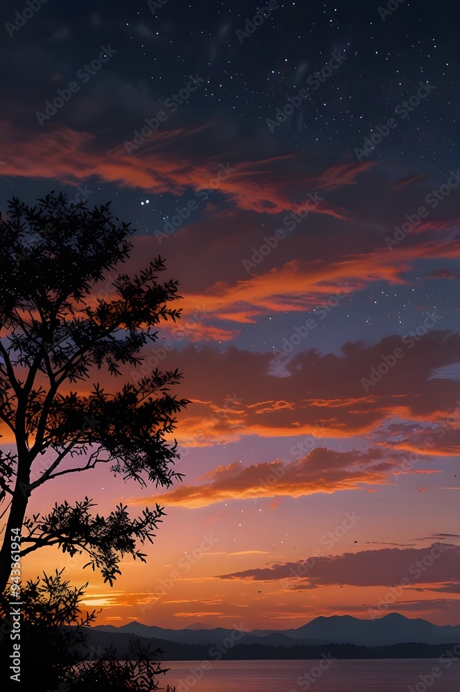 Naklejka premium sunset over the ocean