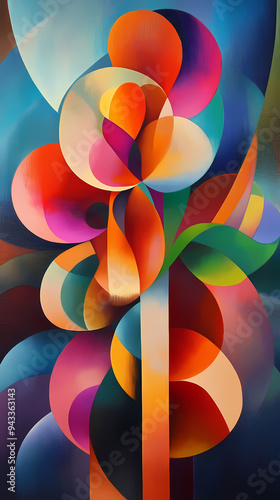 Vivid Abstract Geometric Still Life: Dynamic and Bold Art Composition Background