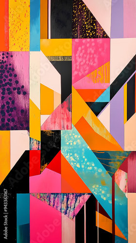 Vivid Abstract Geometric Still Life: Dynamic and Bold Art Composition Background