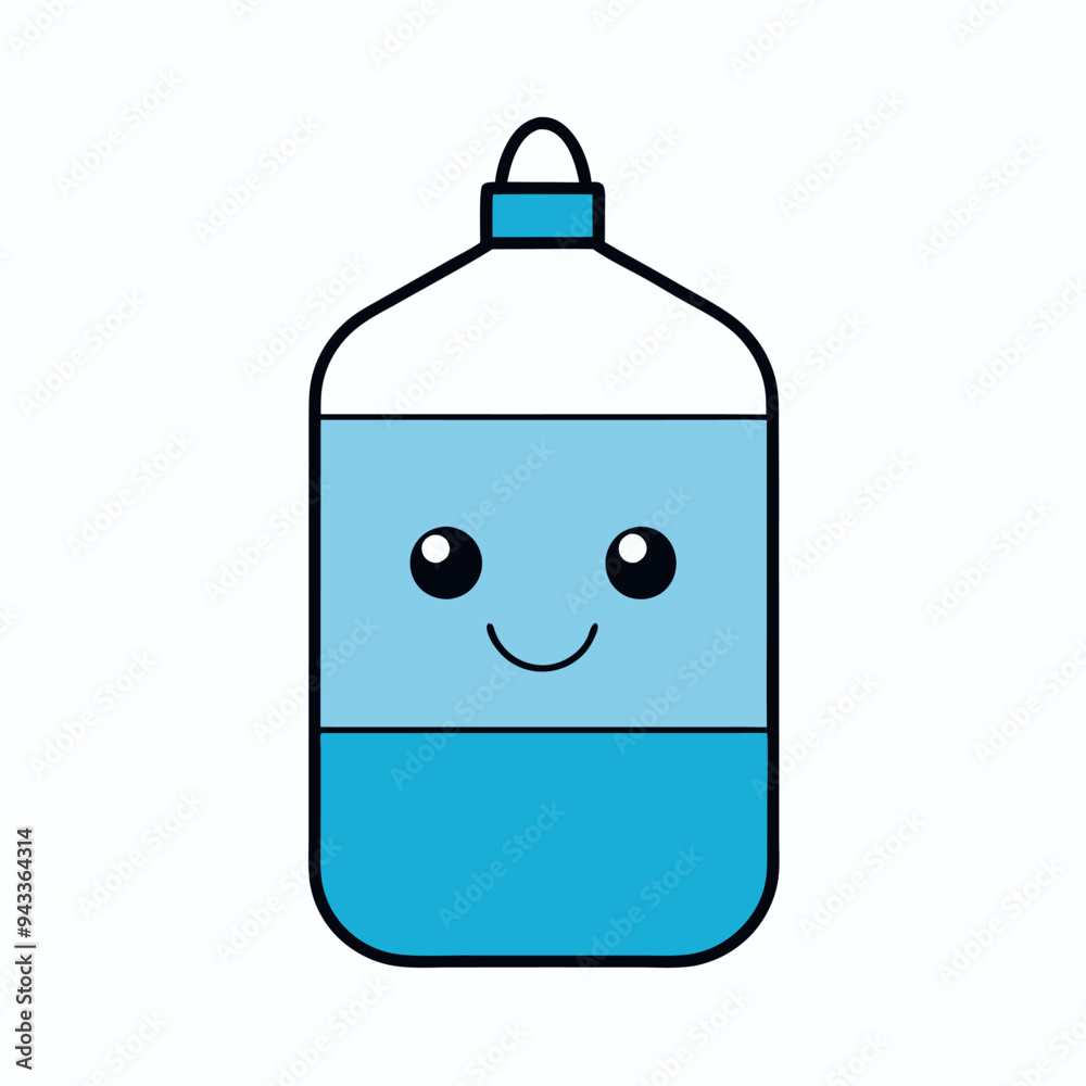 Obraz premium gallon water bottle line icon. Large clear blue plastic bottled mineral water container symbol. Vector illustration.