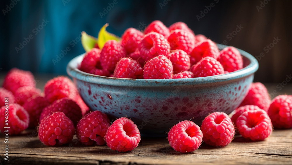 Fresh raspberries arranged on a rustic surface highlighting freshness Fresh raspberries arranged on a rustic surface highlighting freshness