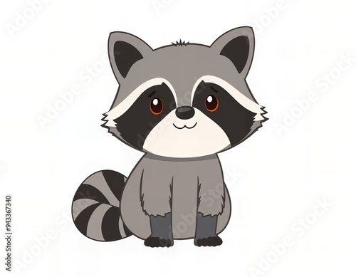 cartoon raccoon sitting on the ground with a white background.