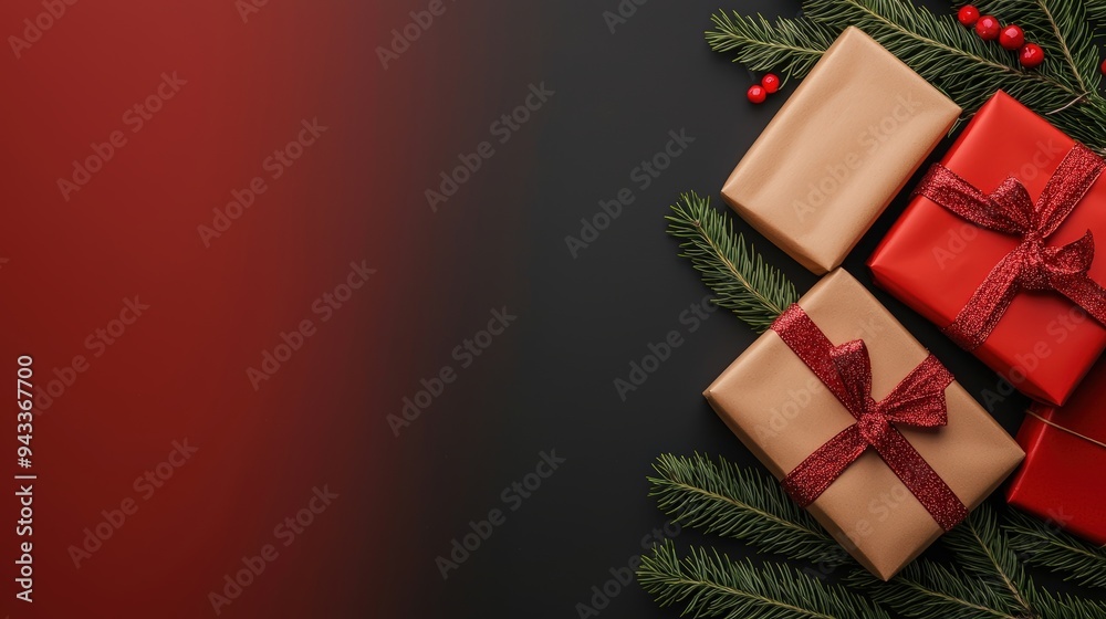 Gifts wrapped in festive paper Gifts wrapped in festive paper
