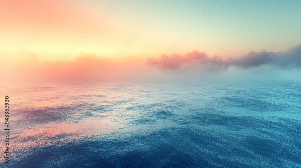 Obraz premium Serene Ocean at Sunrise with Soft Pastel Colors Generative AI