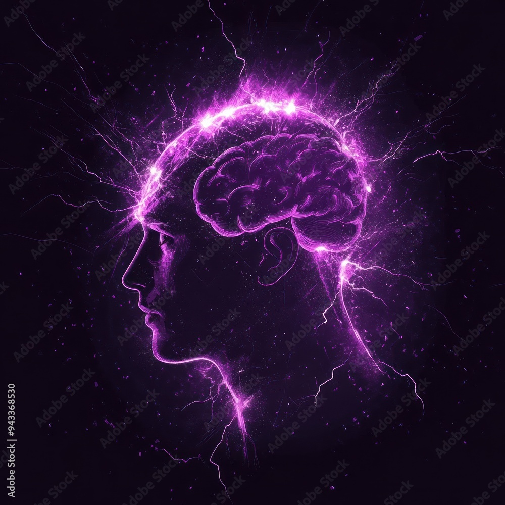 Bright neural network with electric pulses in brain Bright neural network with electric pulses in brain
