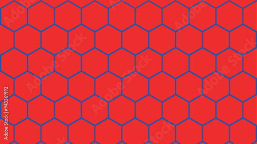 Pattern with honeycombs in red and blue color. Seamless honeycombs. Colors are easily edited.