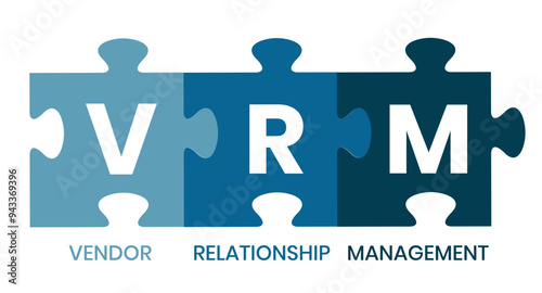 VRM - Vendor Relationship Management. business concept background. Vector illustration for website banner, marketing materials, business presentation, online advertising.