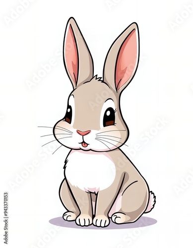 cartoon rabbit sitting down with a white background.