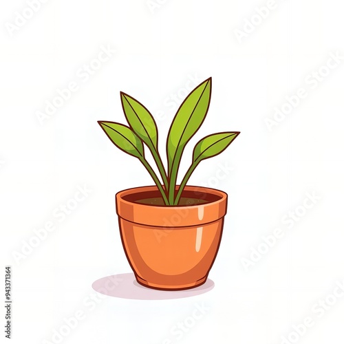 there is a plant in a pot with green leaves on it.