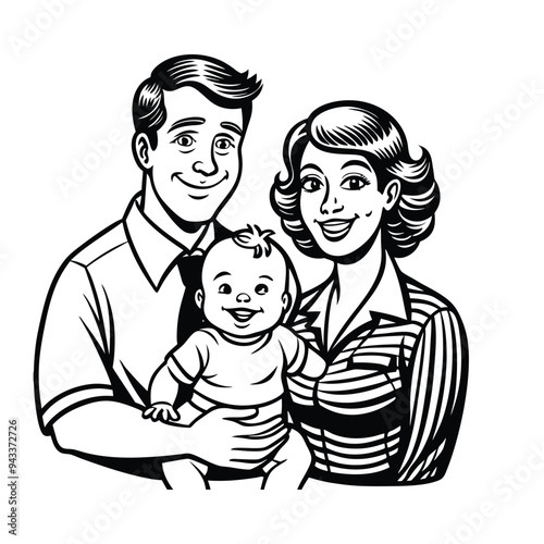 Heartwarming Moment: Loving Parents Holding Their Child with Utmost Compassion - Vector Illustration