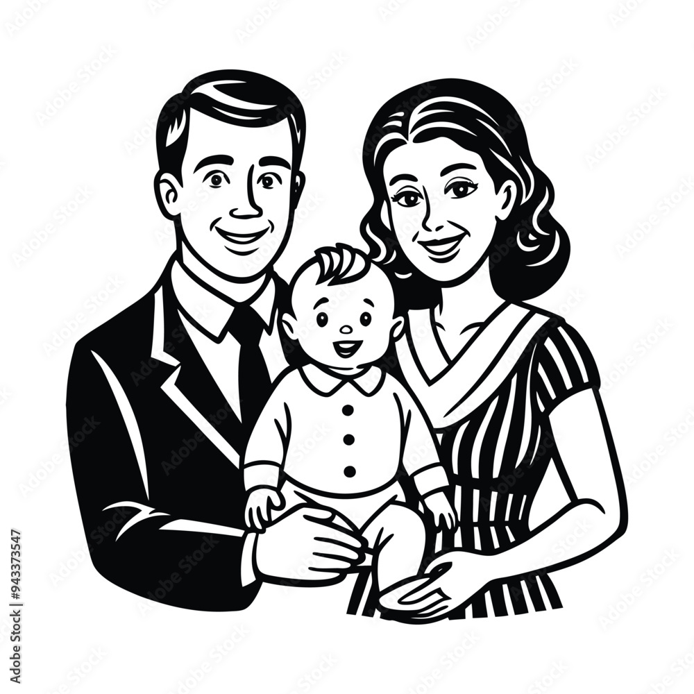 Heartwarming Moment: Loving Parents Holding Their Child with Utmost Compassion - Vector Illustration Heartwarming Moment: Loving Parents Holding Their Child with Utmost Compassion - Vector Illustration