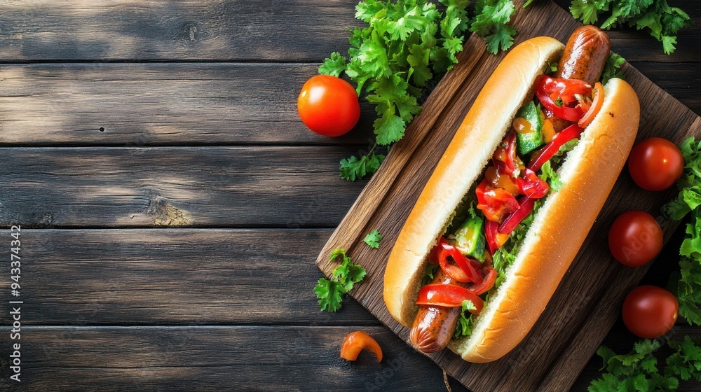 Delicious Hot Dog with Toppings Delicious Hot Dog with Toppings