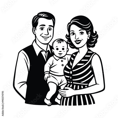 Heartwarming Moment: Loving Parents Holding Their Child with Utmost Compassion - Vector Illustration