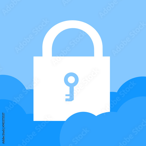 Key Lock Data Cloud Security Protection Vector Illustration. Suitable for Cyber Attack Threat Awareness Content