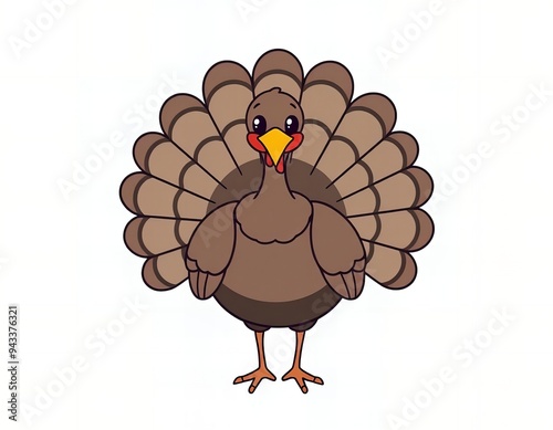 arafly colored turkey standing on a white surface with a red beak.