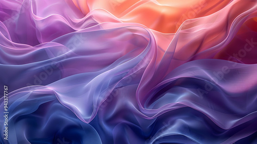 Abstract Background with Purple and Orange Flowing Fabric