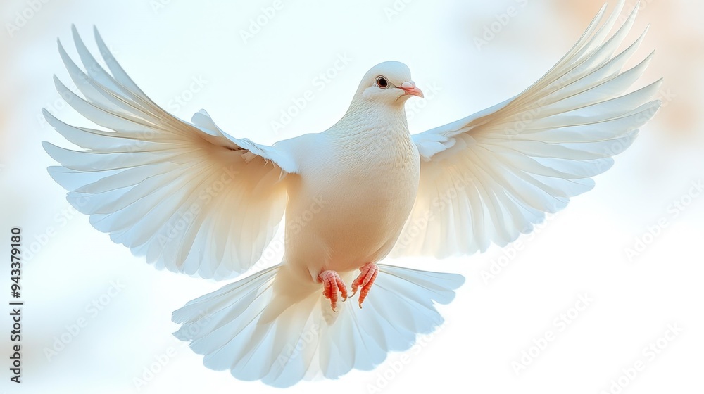 Obraz premium Flying White Dove Generative AI