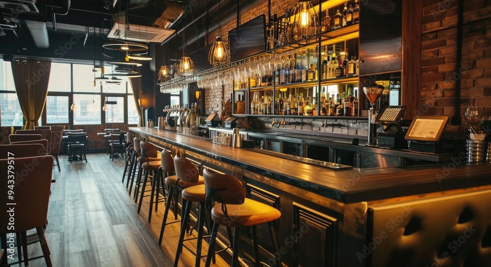 Luxurious Bar Interior with Ambient Lighting and Contemporary Furniture Luxurious Bar Interior with Ambient Lighting and Contemporary Furniture
