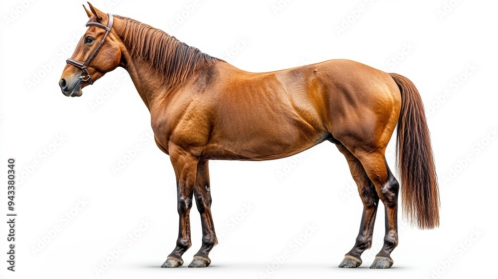 Obraz premium Chestnut Brown Horse Side Profile Generative AI