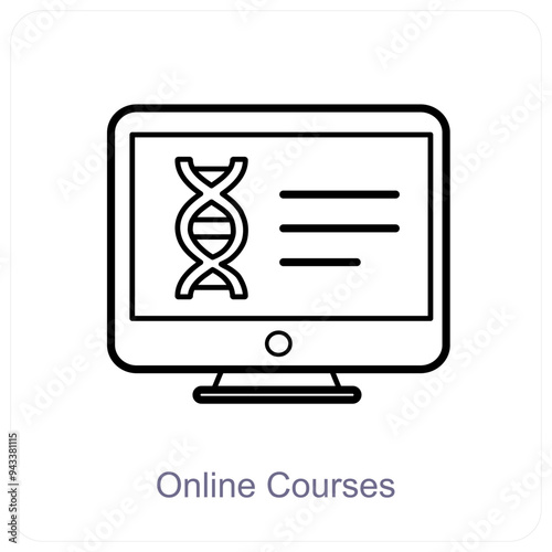 Online Courses and education icon concept