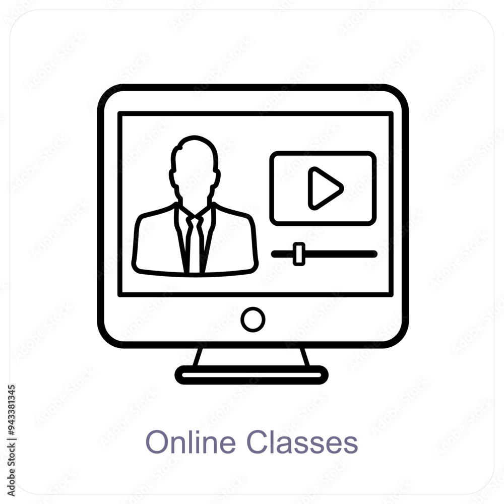 Online Classes and education icon concept Online Classes and education icon concept