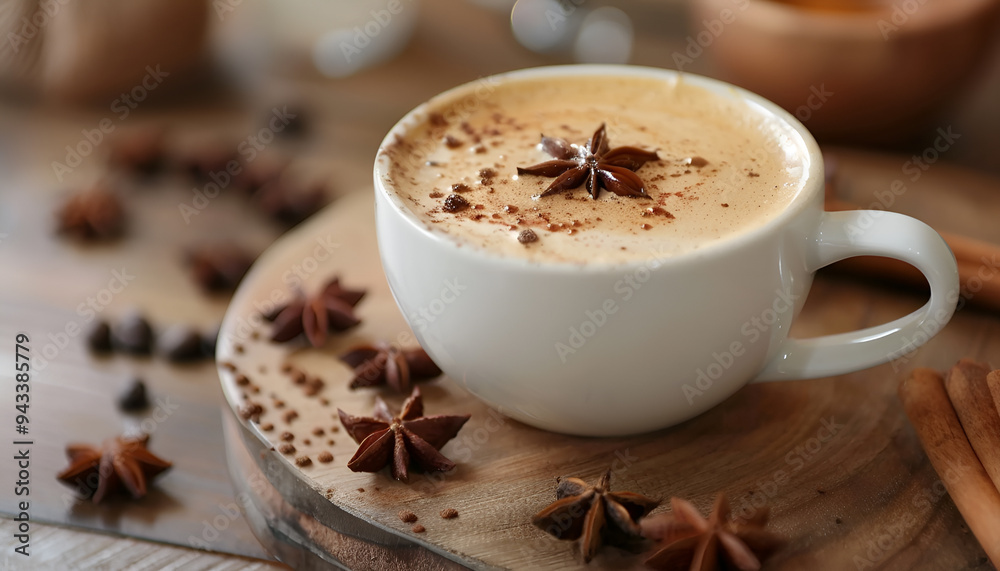 Cup of aromatic hot coffee on table Cup of aromatic hot coffee on table