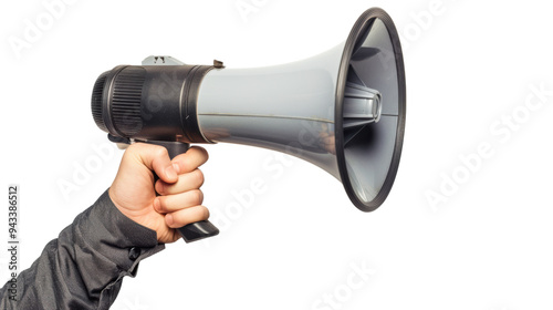 Hand holding a megaphone, isolated