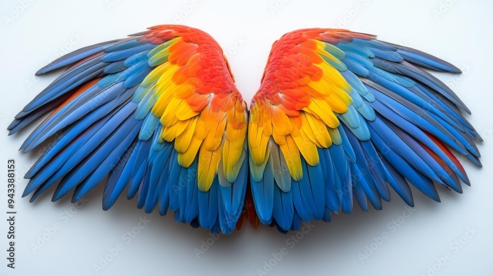 Obraz premium Colorful Parrot Wings Symmetrically Displayed Generative AI